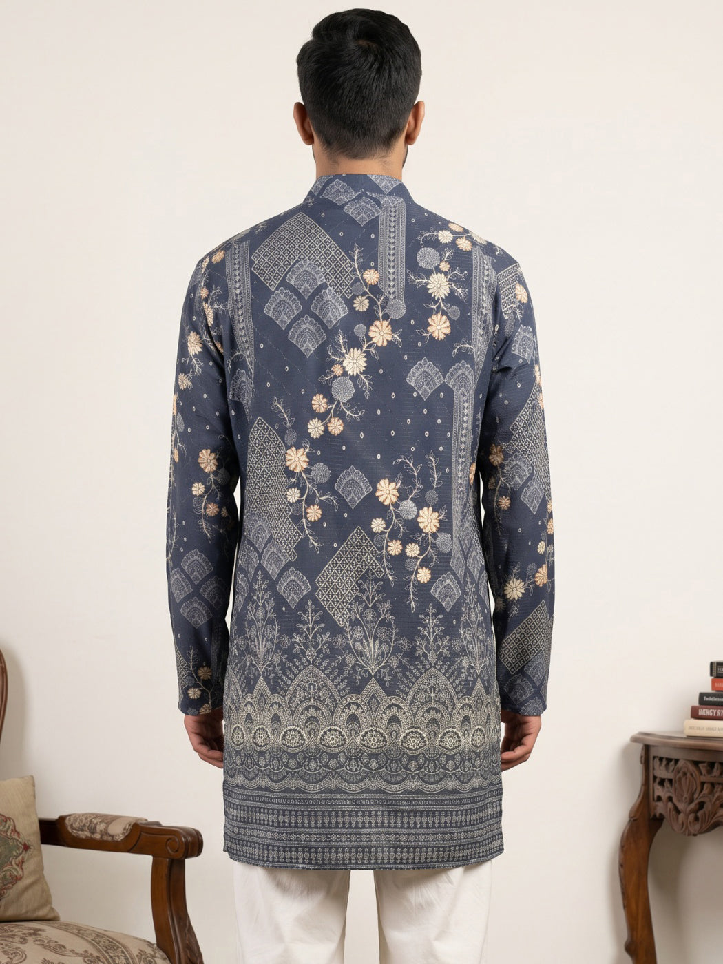 Traditional Cotton Blend Printed Kurta ( 65KO 5606Blue )