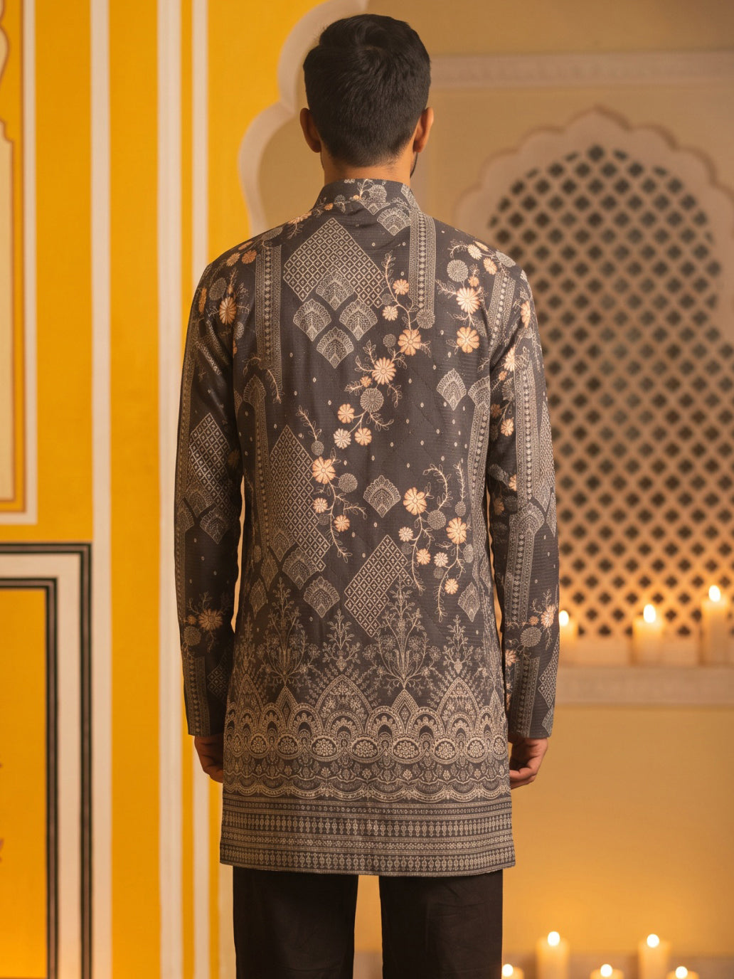 Traditional Cotton Blend Printed Kurta ( 65KO 5606Grey )