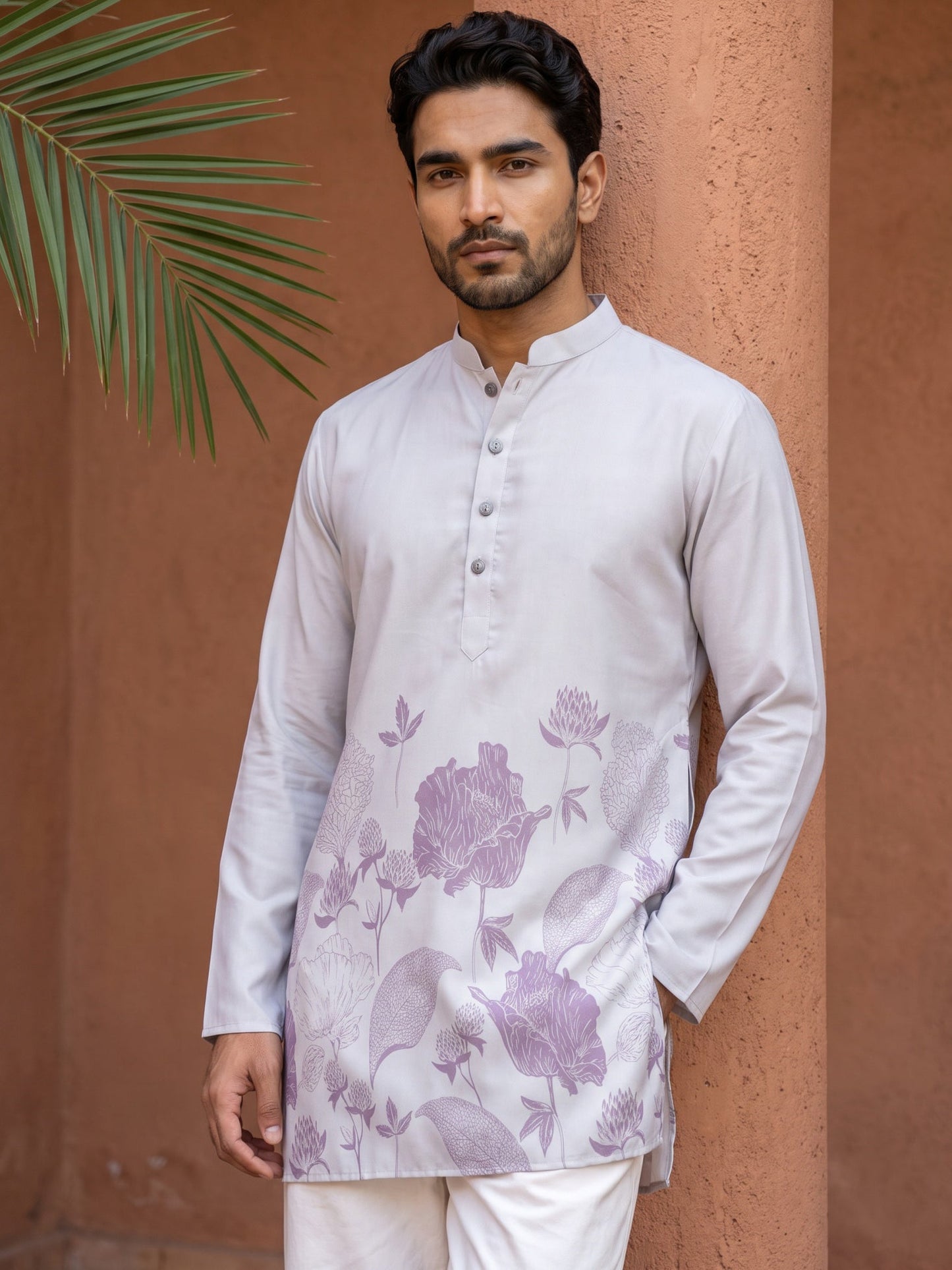 Cotton Blend Floral Printed Kurta ( 65KO 5607Purple )