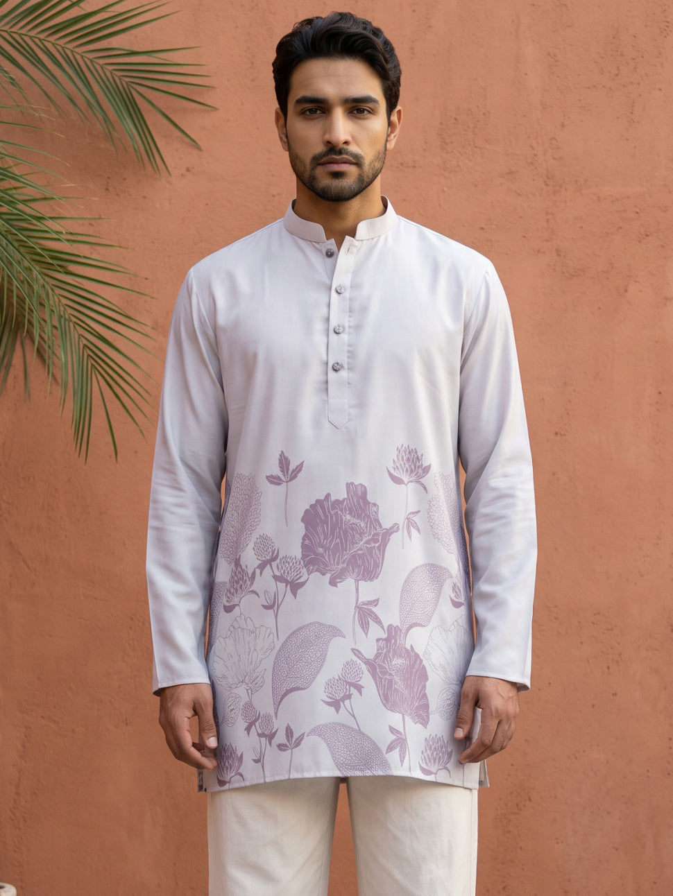Cotton Blend Floral Printed Kurta ( 65KO 5607Purple )