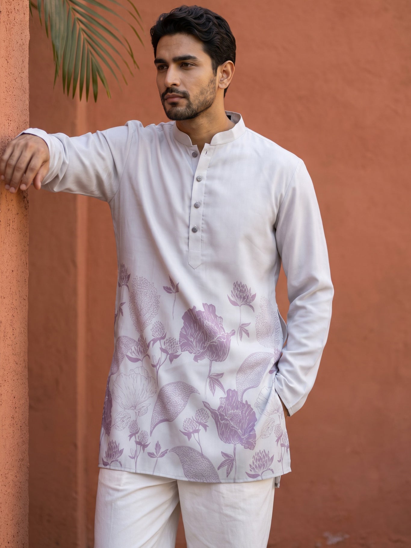 Cotton Blend Floral Printed Kurta ( 65KO 5607Purple )