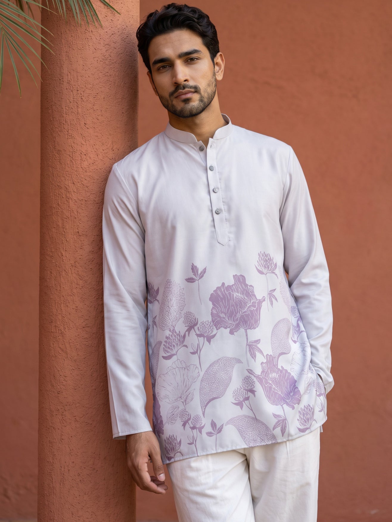 Cotton Blend Floral Printed Kurta ( 65KO 5607Purple )