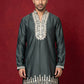Japanese Fabric Designer Embroidered Kurta ( 65KO 5608Teal )