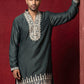 Japanese Fabric Designer Embroidered Kurta ( 65KO 5608Teal )