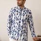 Men Cotton Blend Ikat Printed Kurta ( 65KO 5610Blue )