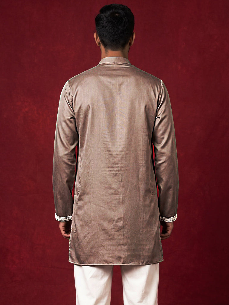 Cotton Blend Ethnic Embroidered Kurta ( 65KO 5611Brown )