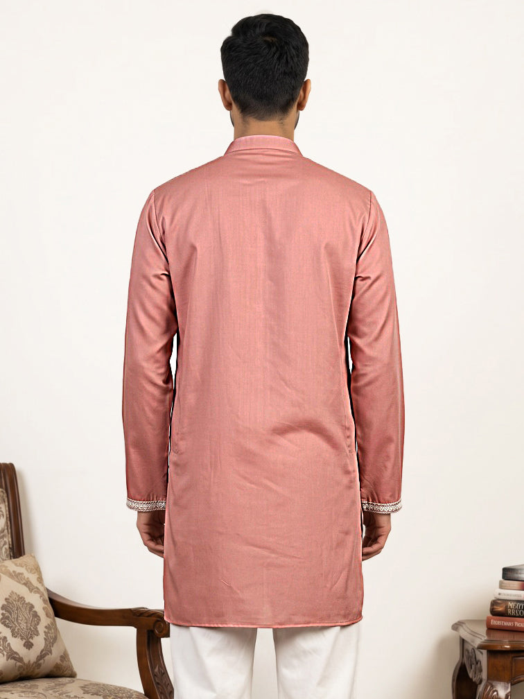Cotton Blend Ethnic Embroidered Kurta ( 65KO 5611Pink )