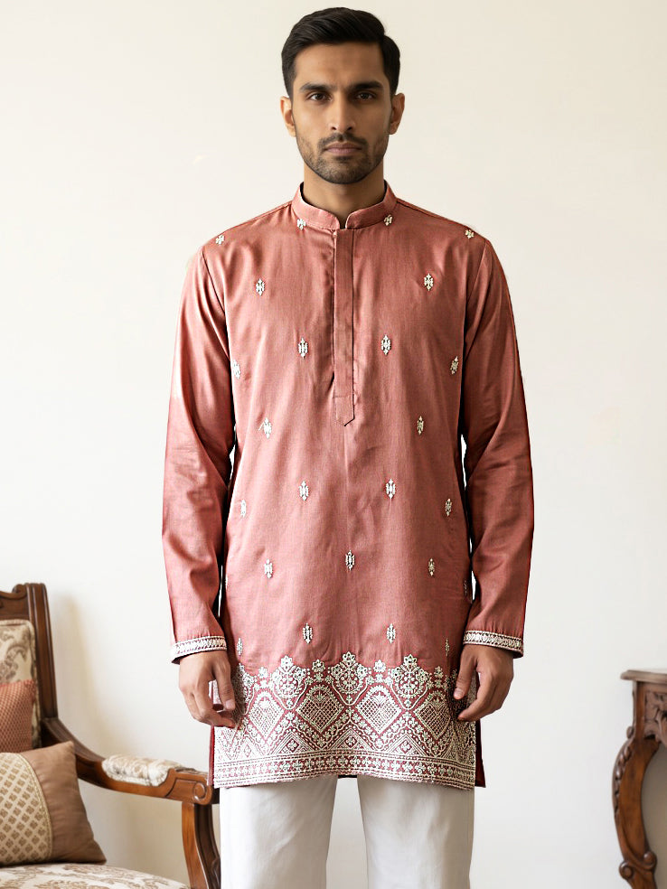 Cotton Blend Ethnic Embroidered Kurta ( 65KO 5611Pink )