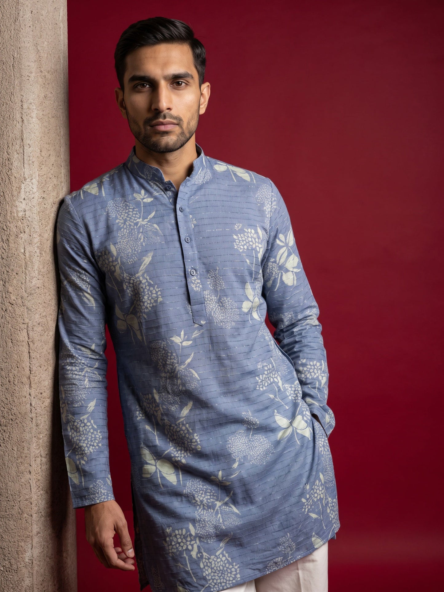 Cotton Blend Printed & Thread Work Kurta ( 65KO 5612Blue )