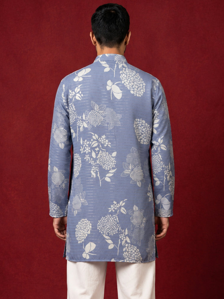 Cotton Blend Printed & Thread Work Kurta ( 65KO 5612Blue )