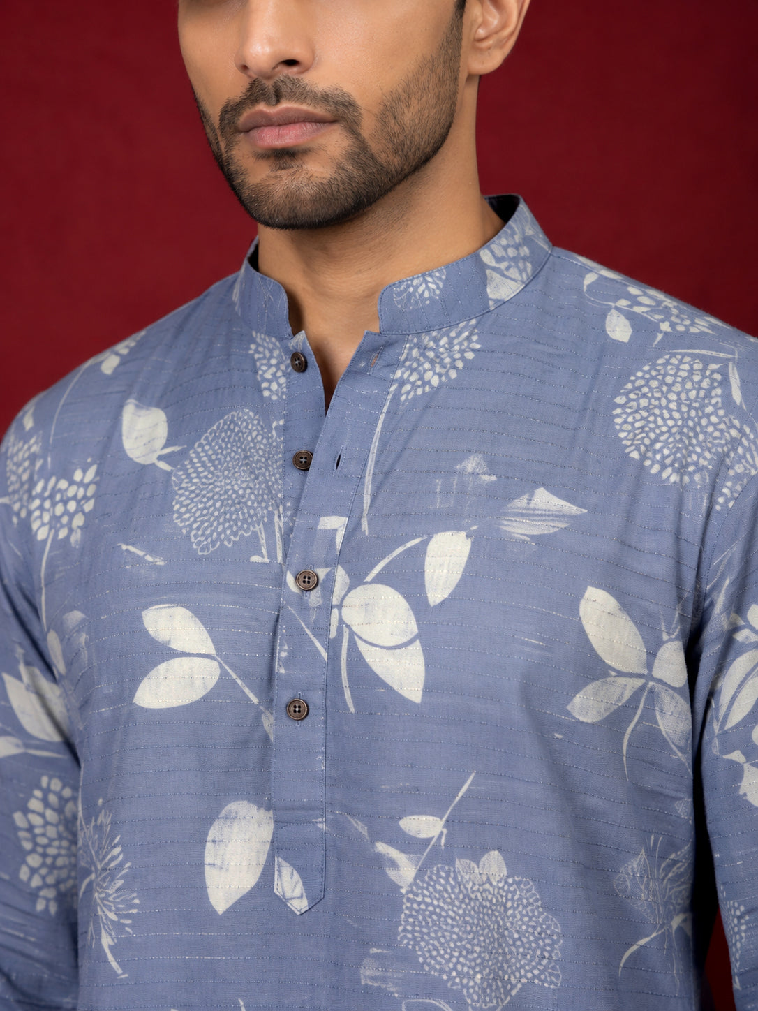 Cotton Blend Printed & Thread Work Kurta ( 65KO 5612Blue )