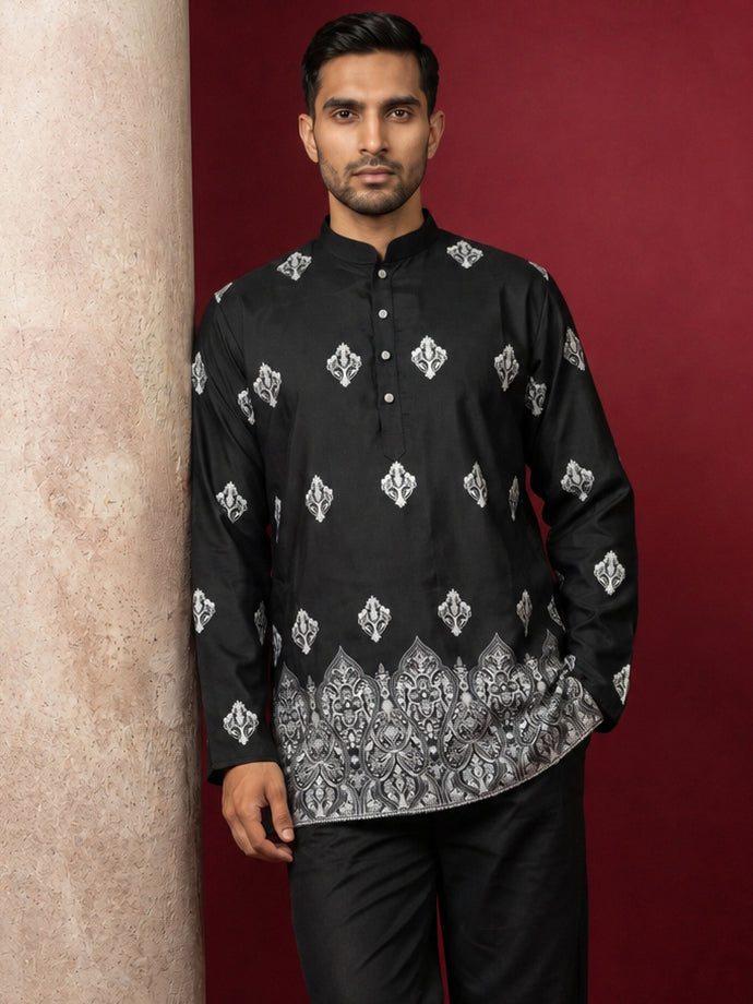 Cotton Blend Ethnic Printed Kurta ( 65KO 5614Black )