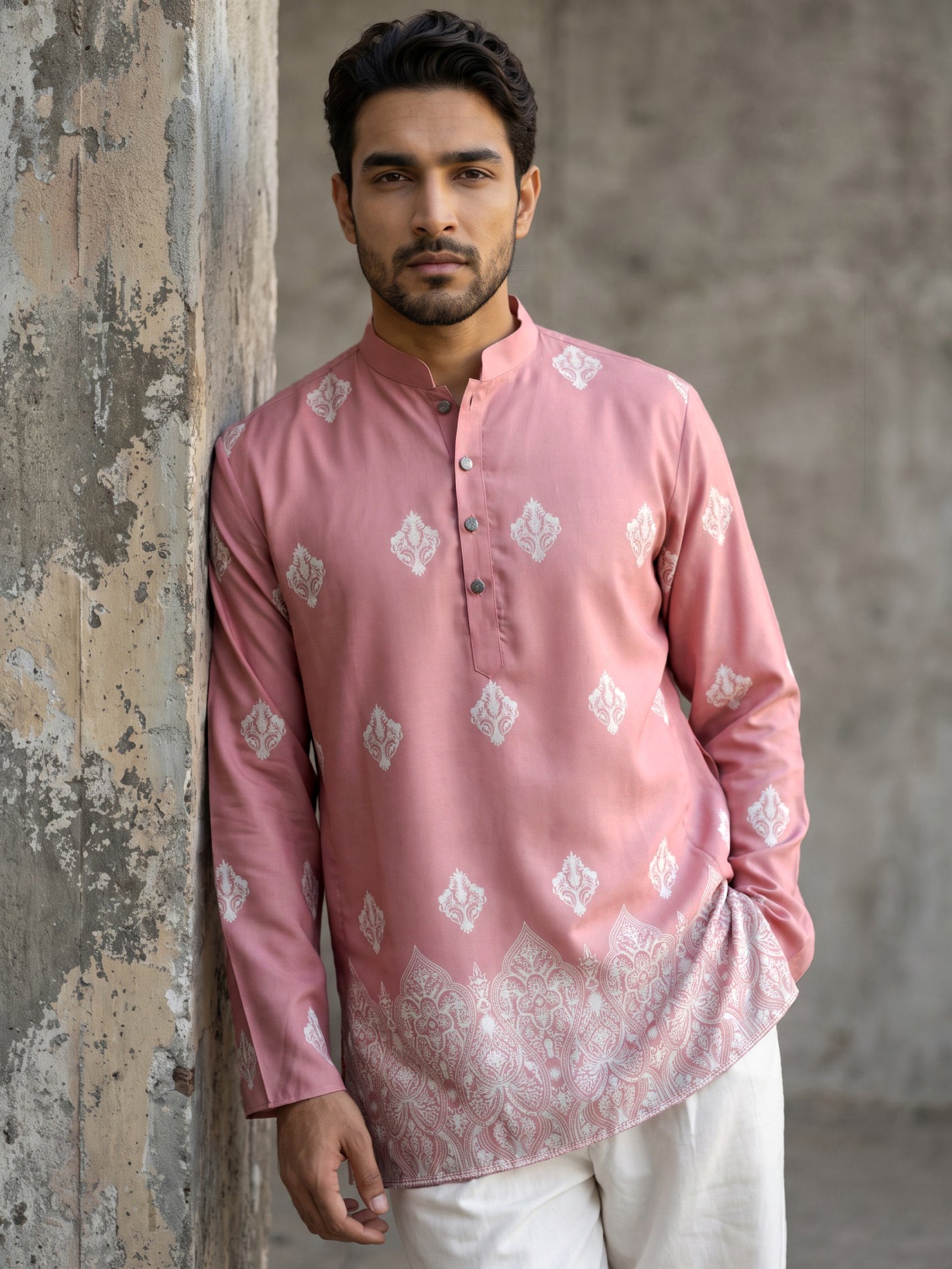 Cotton Blend Ethnic Printed Kurta ( 65KO 5614Pink )