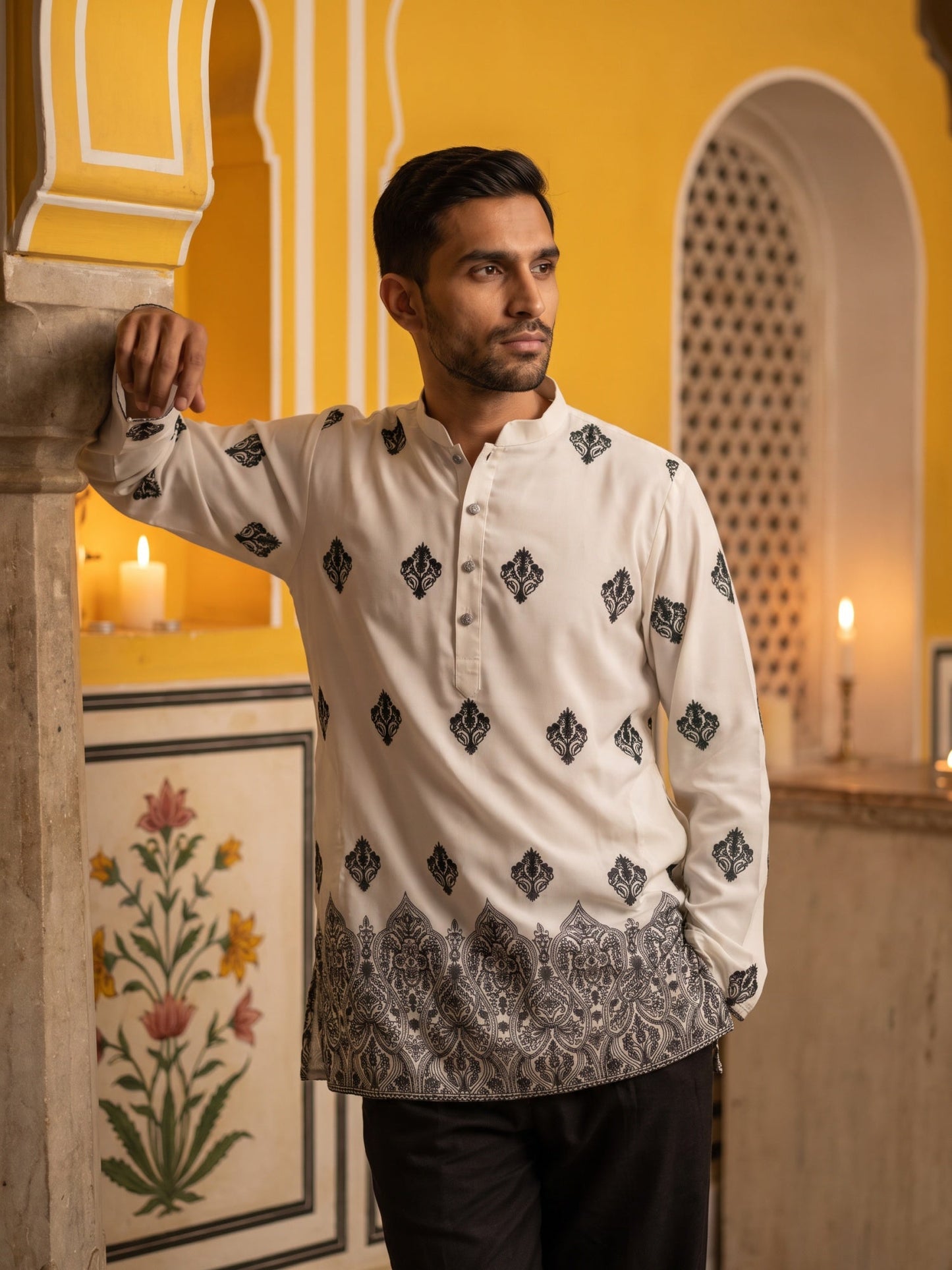Cotton Blend Ethnic Printed Kurta ( 65KO 5614White )