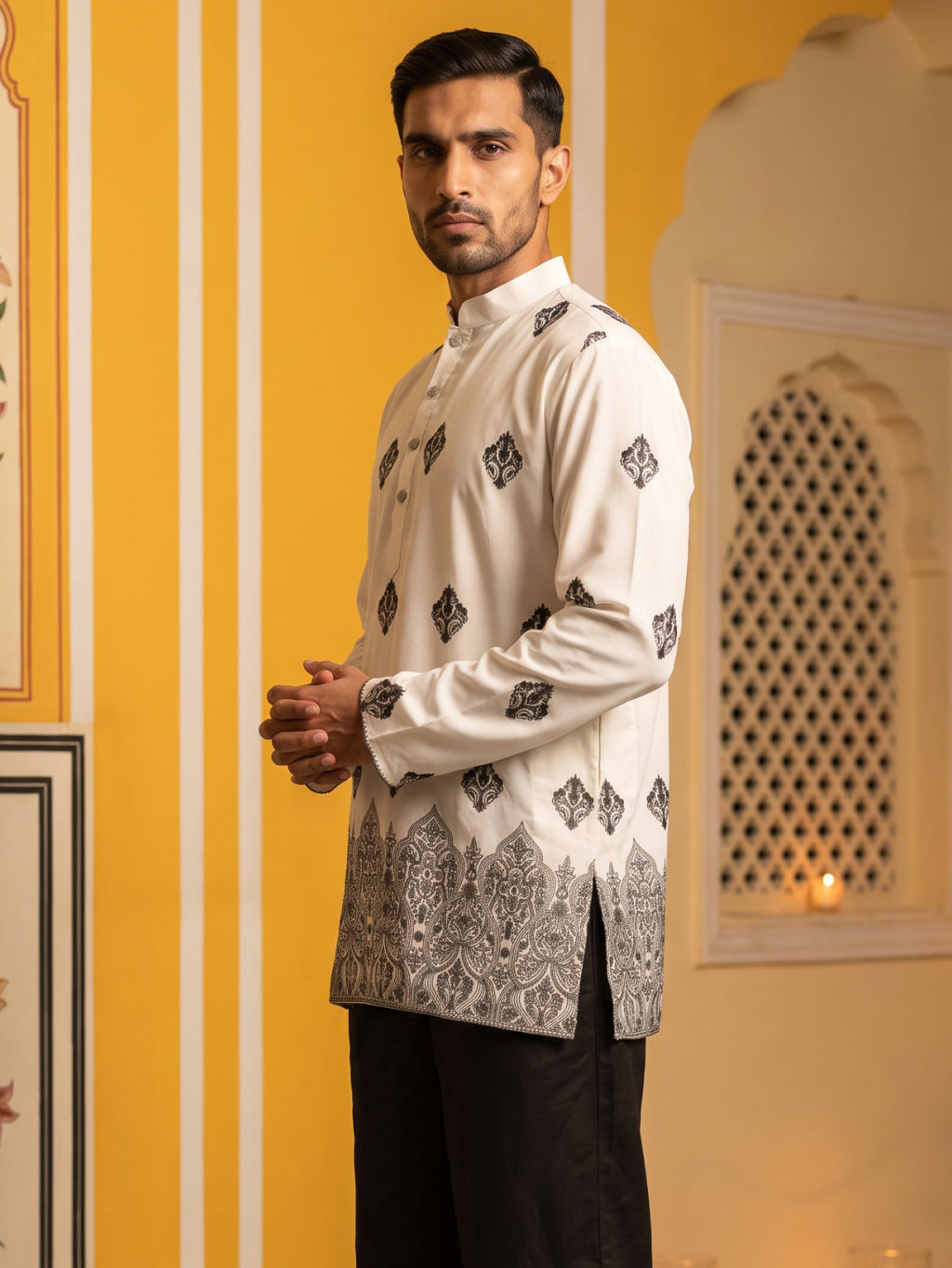 Cotton Blend Ethnic Printed Kurta ( 65KO 5614White )