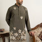 Men's Japanese Fabric Designer Embroidered Kurta ( 65KO 5615Grey )
