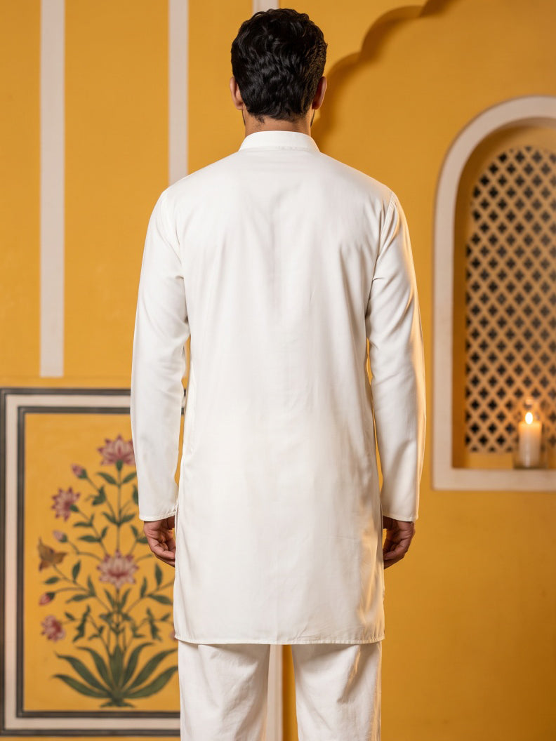 Japanese Fabric Ethnic Embroidered Kurta for Men ( 65KO 5616Cream )