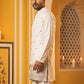 Japanese Fabric Ethnic Embroidered Kurta for Men ( 65KO 5616Cream )