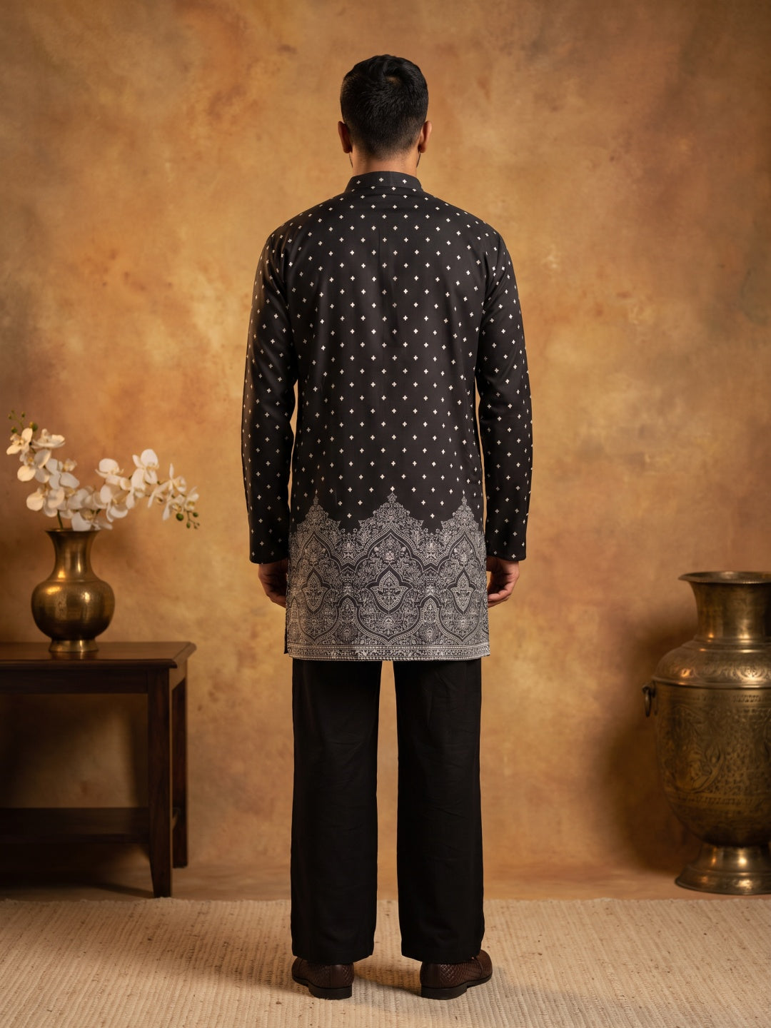 Printed Cotton Blend Kurta for Men ( 65KO 5622Black )
