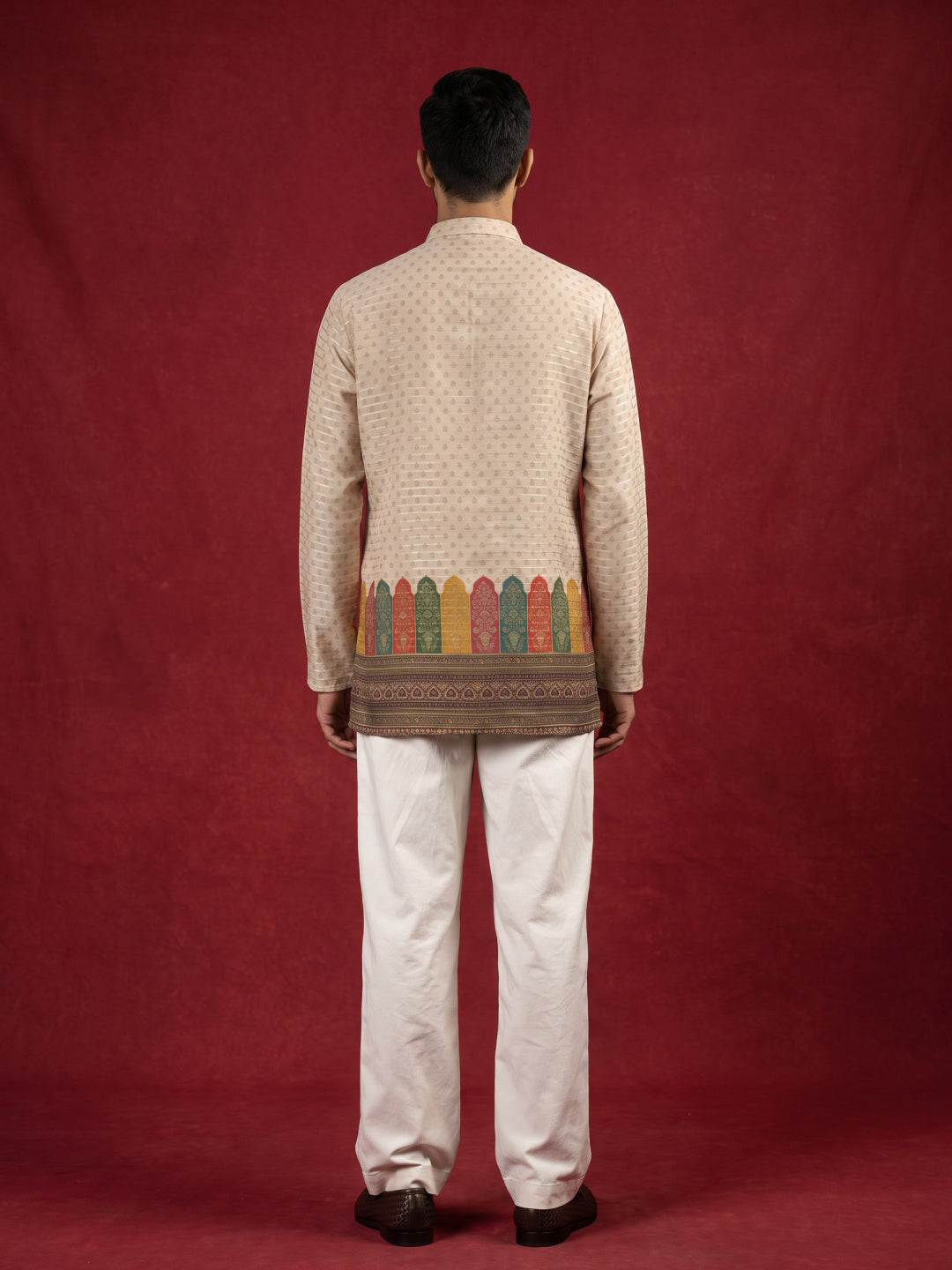 Cotton Blend Printed & Thread Work Kurta for Men ( 65KO 5623Beige )