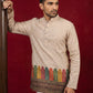 Cotton Blend Printed & Thread Work Kurta for Men ( 65KO 5623Beige )