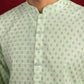 Cotton Blend Printed & Thread Work Kurta for Men ( 65KO 5623Pista )