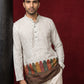 Cotton Blend Printed & Thread Work Kurta for Men ( 65KO 5623White )