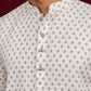 Cotton Blend Printed & Thread Work Kurta for Men ( 65KO 5623White )