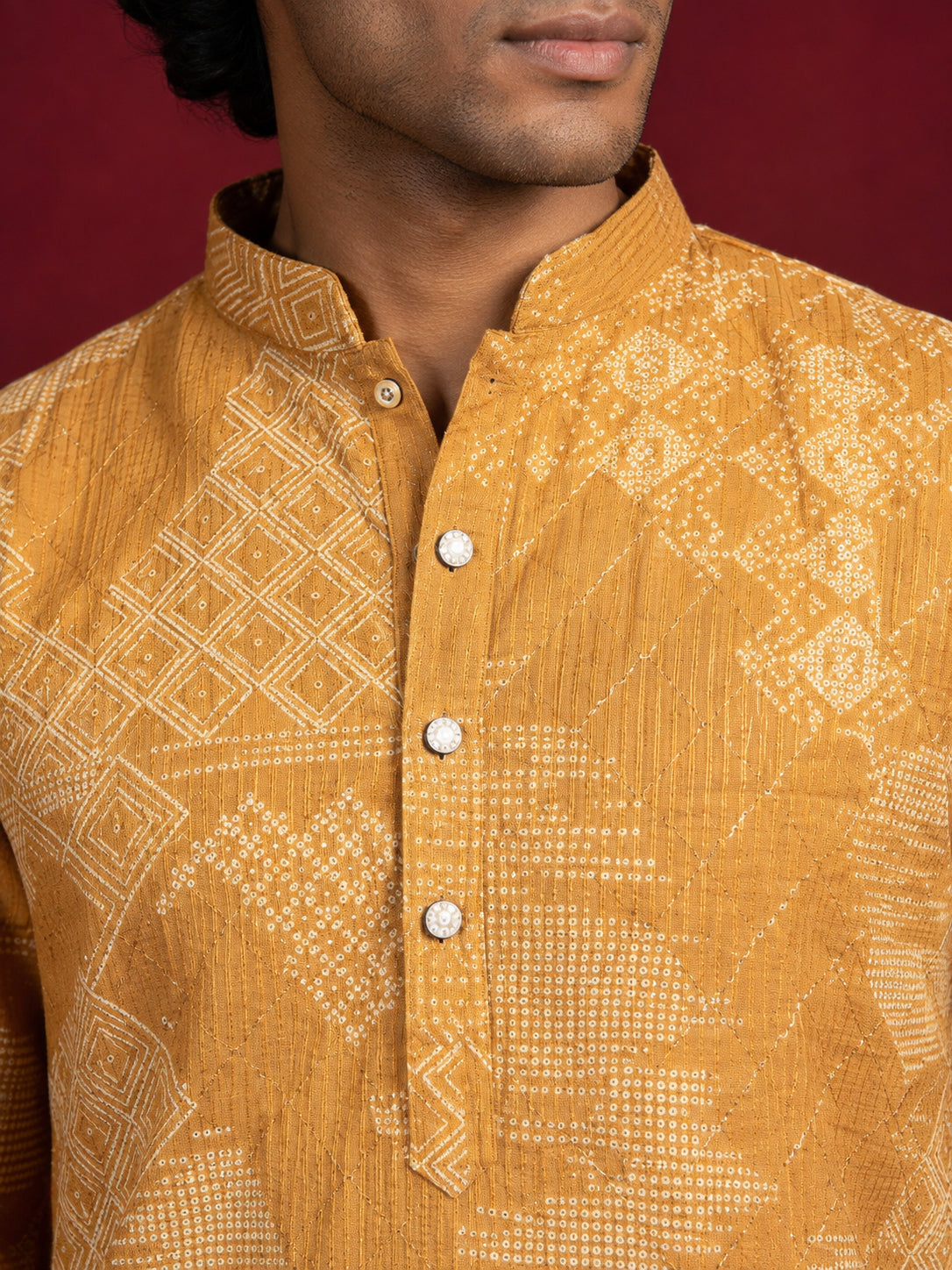 Printed Cotton Blend Kurta for Men ( 65KO 5624Mustard )