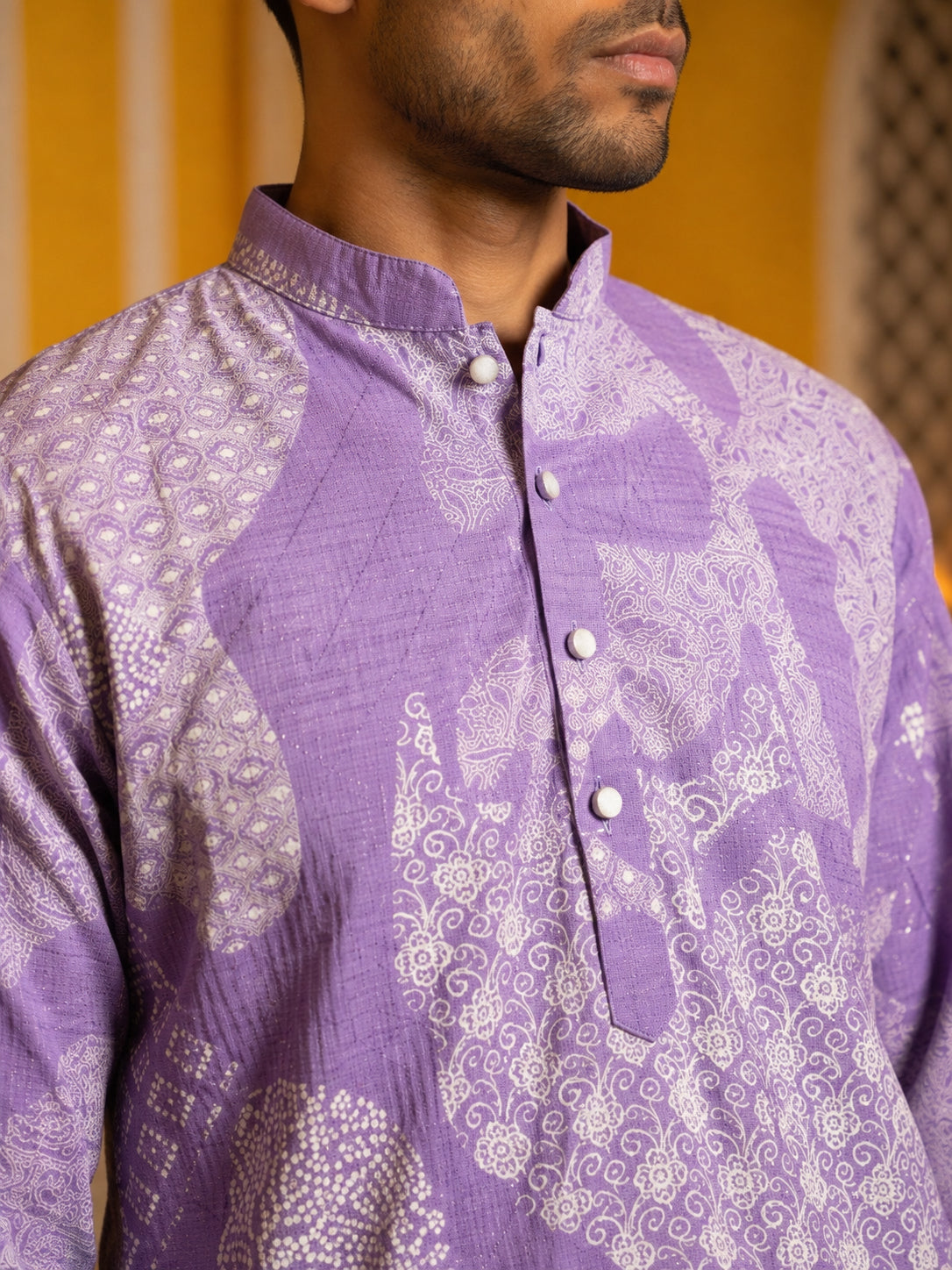 Printed Cotton Blend Kurta for Men ( 65KO 5624Purple )