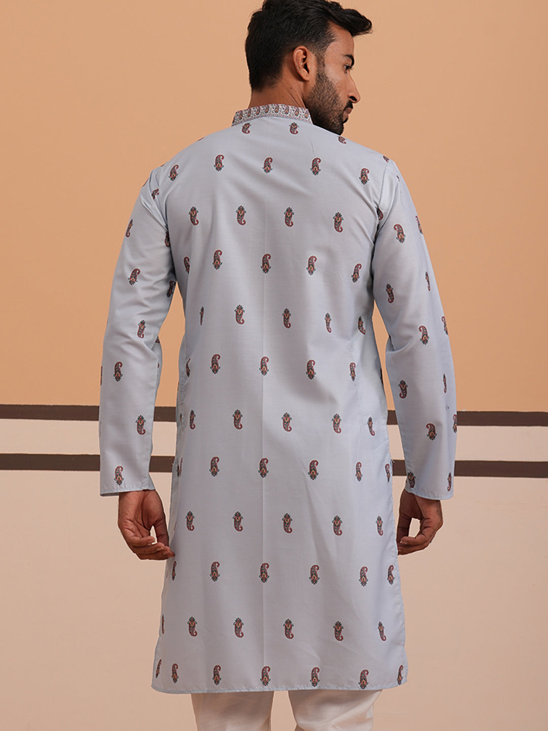 Paisley Print Kurta with Contrast Dupatta (65KO D 5374 Blue ) [FF] [1-3]