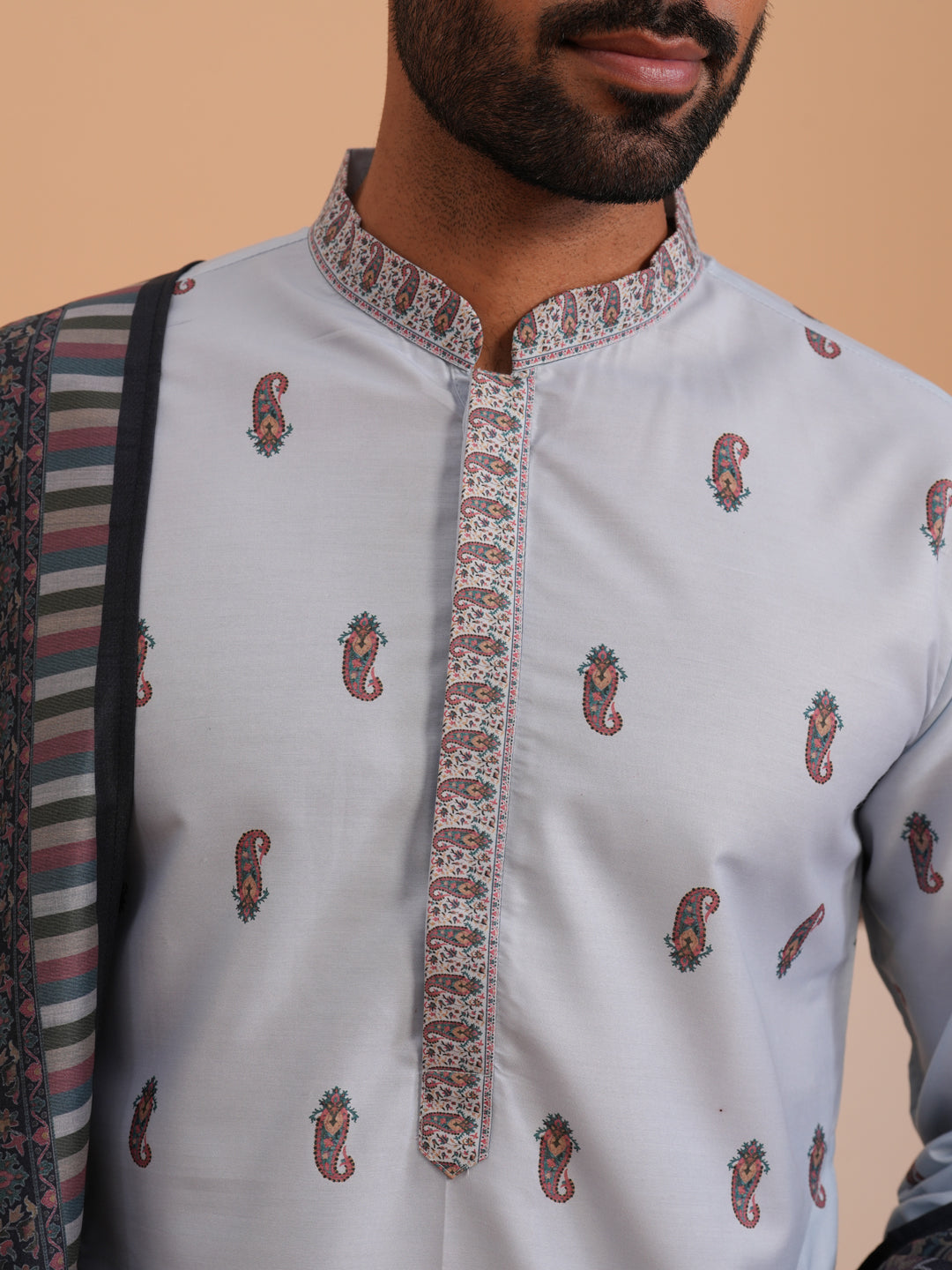 Paisley Print Kurta with Contrast Dupatta (65KO D 5374 Blue ) [FF] [1-3]