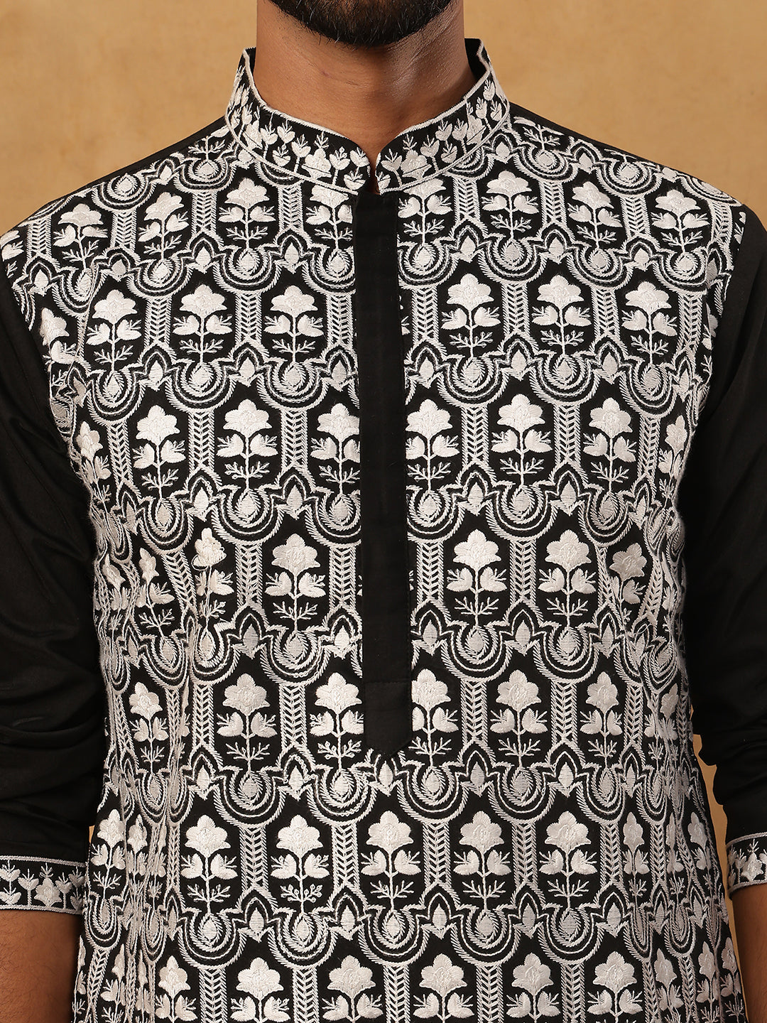 Silk Blend Embroidered Kurta & Dupatta (65KO D 5438 Black ) [FF] [P-14]