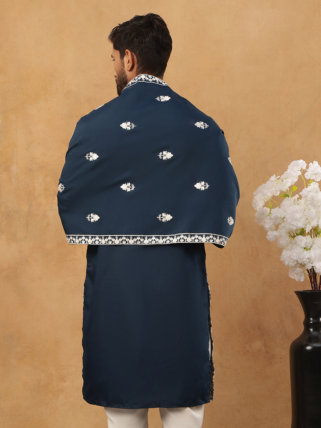 Silk Blend Embroidered Kurta & Dupatta (65KO D 5438 Peacock ) [FF] [P-14]
