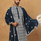 Silk Blend Embroidered Kurta & Dupatta (65KO D 5438 Peacock ) [FF] [P-14]