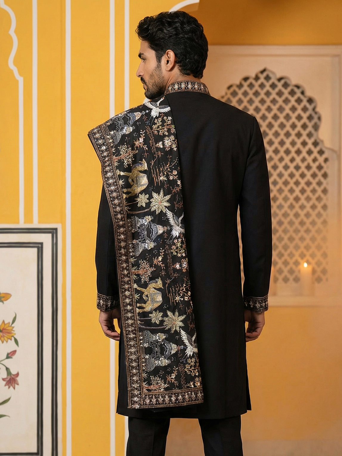 Embroidered Cotton Blend Kurta & Dupatta ( 65KO D 5513Black ) [FF] [B-5]