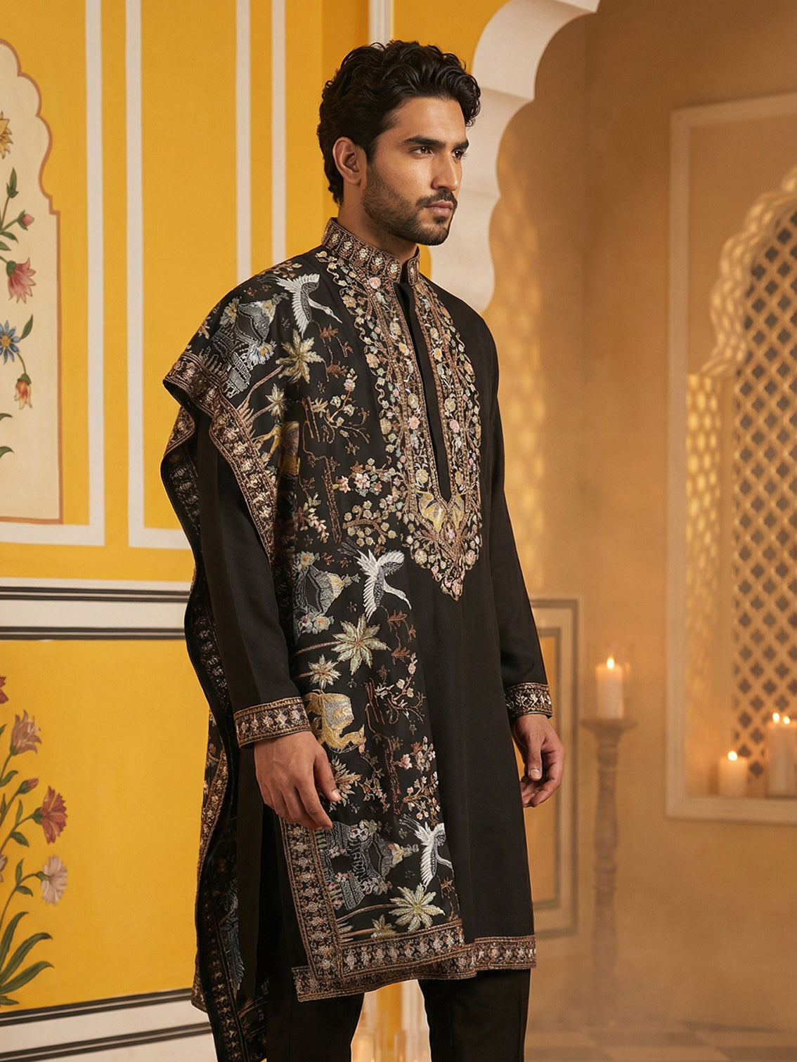 Embroidered Cotton Blend Kurta & Dupatta ( 65KO D 5513Black ) [FF] [B-5]