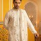 Men’s Embroidered Kurta with Dupatta ( 65KO D 5540Cream )