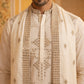 Men’s Embroidered Kurta with Dupatta ( 65KO D 5540Cream )
