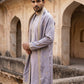 Men’s Traditional Thread Embroidered Kurta & Dupatta ( 65KO D 5549Purple )