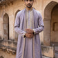 Men’s Traditional Thread Embroidered Kurta & Dupatta ( 65KO D 5549Purple )