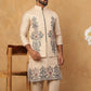 Silk Blend Embroidered Kurta Pyjama Waistcoat Set (65KPWCS 5437 Beige ) [FF] [ A3 & A2 ]