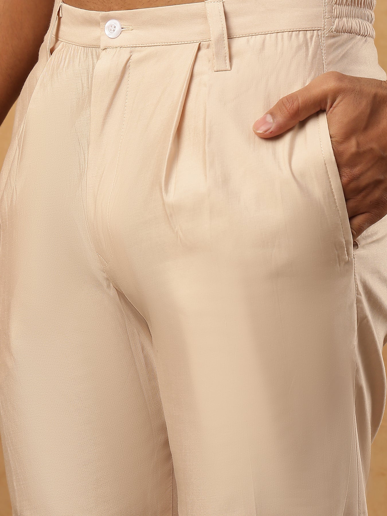 Silk Blend Embroidered Kurta Pyjama Waistcoat Set (65KPWCS 5437 Beige ) [FF] [ A3 & A2 ]