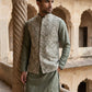 Men’s Kurta Pyjama with Embroidered Waistcoat ( 65KPWCS 5476Green )