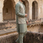 Men’s Kurta Pyjama with Embroidered Waistcoat ( 65KPWCS 5476Green )