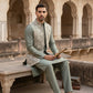 Men’s Kurta Pyjama with Embroidered Waistcoat ( 65KPWCS 5476Green )