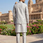 Men’s Kurta Pyjama with Embroidered Waistcoat ( 65KPWCS 5476Grey )