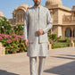 Men’s Kurta Pyjama with Embroidered Waistcoat ( 65KPWCS 5476Grey )