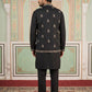 Silk Blend Embroidered Waistcoat Kurta Set ( 65KPWCS 5478Black )