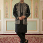 Silk Blend Embroidered Waistcoat Kurta Set ( 65KPWCS 5478Black )